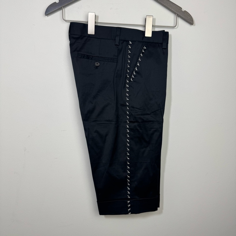 John Richmond Bermuda Shorts with Side Stich Details Size 42 Black Low Rise